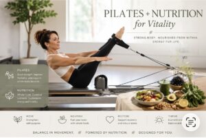 Person in a focused, controlled Pilates reformer session &mdash; rehabilitation context, calm and purposeful