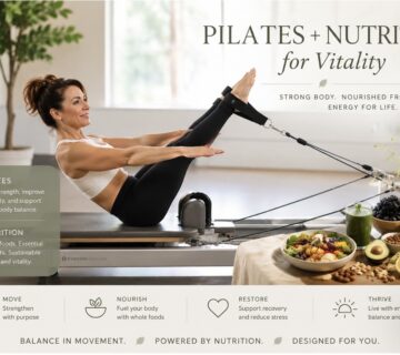 Person in a focused, controlled Pilates reformer session — rehabilitation context, calm and purposeful