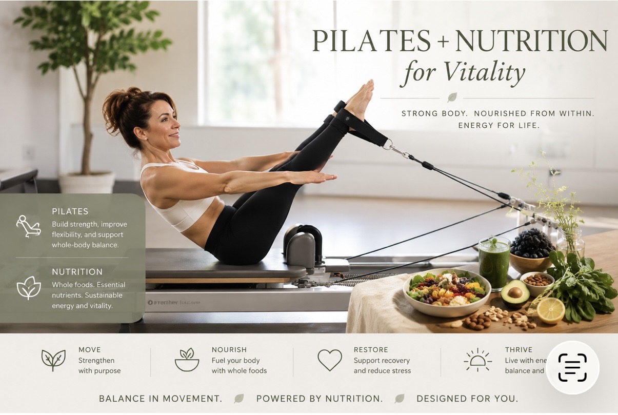 Person in a focused, controlled Pilates reformer session — rehabilitation context, calm and purposeful